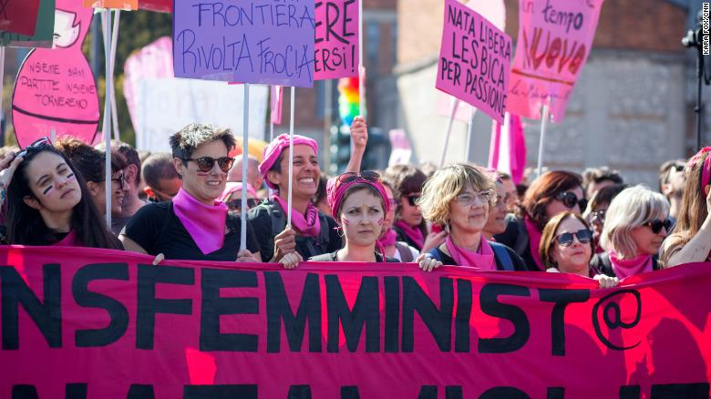 Protestdemonstration i Verona mod antifeministisk kongres